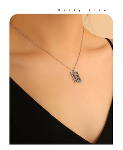 Collar con Colgante de <span class=keywords><strong>Ábaco</strong></span> de Acero Inoxidable Chapado en Oro de 18K Dina, Cadena de Eslabones Moderna y Simbólica, Joyería Hipoalergénica, Regalo para Mujer - Product Image 2