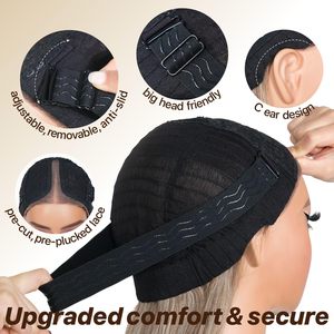 Lyy BrownBomb Wear Go Perruques Lace Front Blond Miel Sans Colle Pré-épilées Pré-coupées Pour Débutantes Femme, Lisses Dégradées avec Frange Mi-longue - Product Image 4