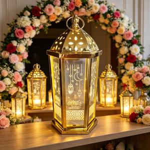 Lampe en métal Ramadan 641268, Ormanant, 14,5*29,5 cm, lumière LED, accessoire de fête, fournitures Ramadan - Product Image 5