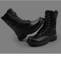 Chaussures en cuir pour hommes printemps-automne 2026, chaussures montantes à semelle épaisse, chaussures décontractées tendance pour hommes, bottes d'extérieur pour hommes avec lacets, bottes de moto