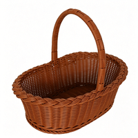 Panier en plastique tressé avec une poignée, élégant panier orné avec motif en dentelle, poignées florales pour fruits, collations et cadeau de la fête des pères