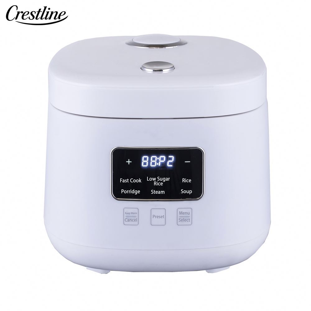 Electric Mini Rice Cooker 2L Digital Control Healthy Low Sugar Non-Stick Coating Food Grade Plastic Household Paddle