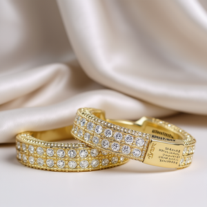 Bracciali a Polsino Allstarlifetogo in Argento 925 Placcato Oro 18K con Cristalli e Strass, Gioielli Unisex di Lusso per Feste - Product Image 2