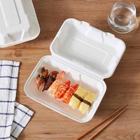 Boîtes en bagasse de canne à sucre biodégradable, type clamshell, 9 x 6 pouces, pour gâteaux, emballage de gâteaux, emballage de sandwichs, contenants pour gâteaux, en carton