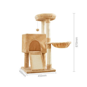 Cage pour chat en bois massif écologique avec griffoir en sisal, cadre en sisal, jouet pour litière, grattoir, arbre, doublure en peluche acrylique, pour chats <span class=keywords><strong>de</strong></span> grande taille - Product Image 5