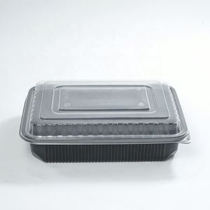 Boîte à salade jetable en plastique de qualité alimentaire, empilable, compatible micro-ondes, 1400 ml, pour préparation de repas et plats à emporter - Product Image 1