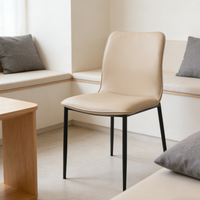 Chaise de salle à manger classique du milieu du siècle, cuir gris, métal, anti-rayures, vente en gros, meubles de maison, chaises de salle à manger modernes