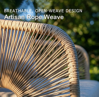 Fauteuil d'appoint moderne avec accoudoirs en corde, chaise pivotante en rotin tressé pour patio, véranda, jardin, bord de piscine