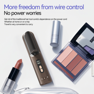 Cordless Hair Straightener <b>Brush</b> 1200W PTC Plate Negative Ion LCD Display Portable Battery <b>Powered</b> Household Use - Product Image 6