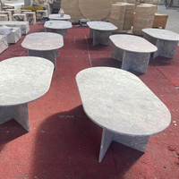 Table basse ovale en marbre gris naturel OEM/ODM, décoration d'intérieur, table centrale en pierre pour hall d'hôtel, salon de luxe, mobilier moderne