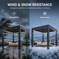 Gazebo extérieur en alliage d'aluminium imperméable et coupe-vent avec LED et certification CE, facile à assembler pour jardin, cour arrière, pavillon