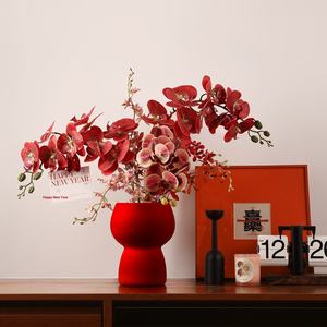 Jarrón de Porcelana Rojo con Diseño de Flores para el Año Nuevo, Decoración de Estilo Chino Moderno para Sala de Estar, Mueble de <span class=keywords><strong>TV</strong></span>, Ambiente Festivo de Año Nuevo - Product Image 3