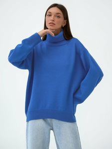 Customized Winter Solid Color Knitwear Turtleneck <strong>Classic</strong> Pullover Plus Size Women's <strong>Sweaters</strong> - Product Image 4
