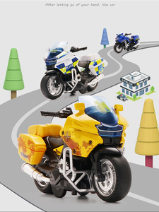1/14スケール パトロール警察バイク ヘビーデューティーシミュレーション ダイキャストモデルコレクション 合金製プルバック カラーボックス入りおもちゃ用バイク - Product Image 6