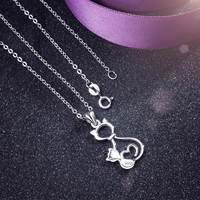 925 Sterling argent amitié femmes pet couple chat amant collier pendentif
