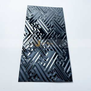 Plaque en acier inoxydable gaufrée à motifs EX432, norme JIS, design architectural, 201 304J1, application murale et de plafond en couleur PVD - Product Image 1