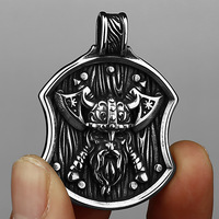 Pendentif Hache Viking Collier Acier Titane Homme Nordique Guerrier Bijoux Gros Poli Retro Cadeau Anniversaire Personnalise
