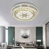 Lampe LED créative en cristal pour chambre à coucher, lampe ronde moderne et simple, télécommande vocale intelligente, lampe de luxe pour salle d'étude, lumière chaude