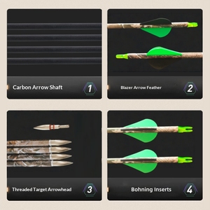 Flèches en carbone de haute qualité 6,2 mm ID, spine 300/350/400, longueur 30 pouces (80 cm), ailettes Blazer, pointes 100 graines, pour <span class=keywords><strong>arc</strong></span> composé de chasse - Product Image 4