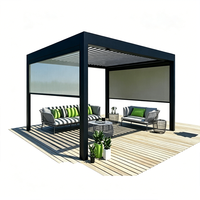 Pergola motorisée à toit à lames orientables, imperméable et coupe-vent, pour jardin, construction extérieure en aluminium, toutes saisons