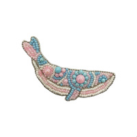 Nouveaux patchs appliqués faits à la main avec des perles et des paillettes représentant des baleines, des dauphins, des requins, des raies manta, parfaits pour décorer les vêtements