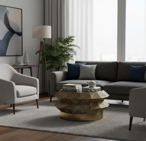 Mesa de Centro de Vidrio Templado Contemporánea, Mueble de Estilo Moderno para Sala de Estar, Apartamento, Vestíbulo de Hotel y Comercios - Product Image 2