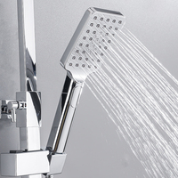 Ensemble de douche mural thermostatique en acier inoxydable brossé carré à poignée unique, avec jets de pluie doux