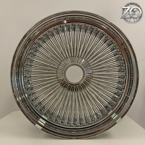 All Silver Chrome Steel Wire <strong>Wheels</strong> 150/100/72 <strong>Spokes</strong> Cross/Straight 13/14/15/17/18/20/22 Classic Car Rims Wholesale - Product Image 3