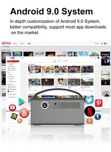 Mini projecteur LED intelligent sans fil DLP 1080P à courte focale avec système Android 9, 2+32 Go, WiFi, Bluetooth, HD et batterie intégrée pour films en extérieur - Product Image 6