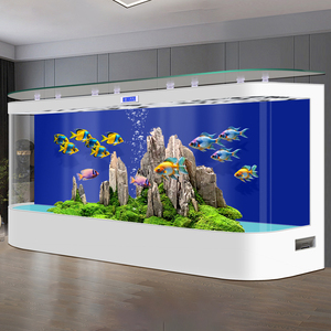 Super Large Office Company <b>Fish</b> <b>Tank</b>, High-End Floor Standing Hot Curved Glass Goldfish <b>Tank</b> - Product Image 1