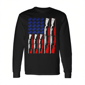Camiseta de Manga Larga con Cuello Redondo para Adultos Unisex, con Estampado de Bandera de Escopeta para Amantes de las Armas Americanas, Promocional - Product Image 2