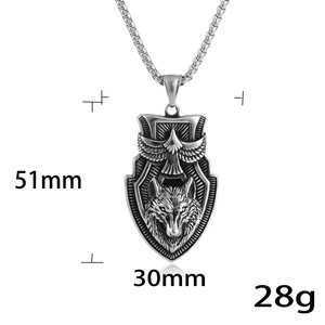 จี้รูปโล่สแตนเลสรูปนกอินทรีหมาป่าสร้อยคอสำหรับทุกเพศ 231010 - Product Image 4