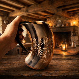 Tazas de Cerveza Hechas a Mano, Impermeables, Modernas, Antiguas, de Forma Natural, Aptas para Lavavajillas, de Cuerno de Búfalo Real, de Grado Alimenticio, Buena Calidad, Artísticas - Product Image 2
