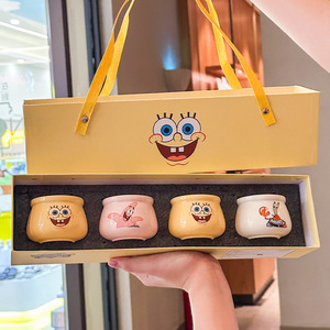 4個セットティーコーヒーミルクカップセラミックマグ高外観ギフトボックスセットセラミック漫画磁器カップ子供用カップ - Product Image 2