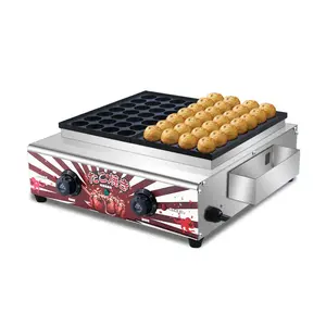 Mesin bola ikan Takoyaki Jepang, peralatan Stainless Steel piring ganda