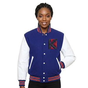 Vintage Royal Blue Men's Varsity Jacket Collection Stand <b>Red</b> White Stripe Leather Sleeves Custom College <b>Wool</b> for Winter - Product Image 2
