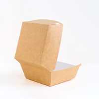 Caja de Cartón Autoarmable para Hamburguesas, Recubierta con Papel de Grado Alimenticio Desechable