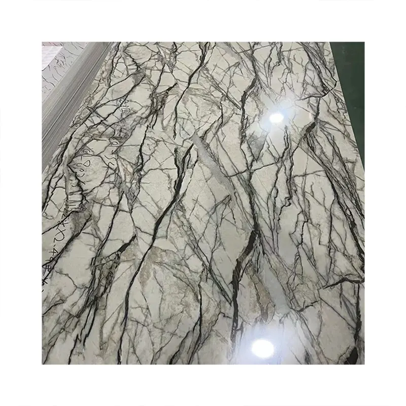 Nhà sản xuất chất lượng tốt trang trí lớp phủ đá cẩm thạch thay thế UV PVC tấm đá cẩm thạch tường Bảng điều khiển