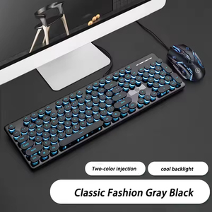 104 Key <b>PC</b> Wired Manipulator Feel Pink/Green RGB Backlight Punk <b>Office</b> Home Gaming Keyboard Mouse Set - Product Image 6