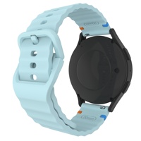 Bracelet en gel de silicone compatible avec Galaxy Watch 4/5/6/7, modèle universel 20 mm/22 mm, design cousu à motif ondulé à tête plate, coloré