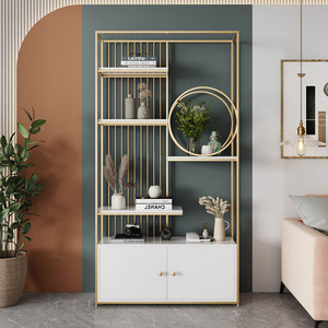 Customized Simple Iron Art Rack Nordic Light Luxury Bookshelf Entrance Bookcase Living Room Display Rack Storage Cabinet
