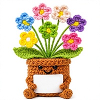 Aruigu Hadiah Terima Kasih Wanita Mini Forget-Me-Not Pot Bunga Rajutan Emoticon Lucu WB03 Hadiah Apresiasi Guru