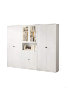 Factory Supply <strong>Cream</strong> Style Steel <strong>Bookcase</strong> For Home Metal Bookshelf Cabinet Glass Door Display Living Room Storage Cabinets - Product Image 5