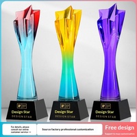 Trophée en cristal à dégradé de couleurs, colonne torsadée créative, récompense pour employé de l'année, compétition de badminton, souvenir de retraite