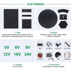 Kit de panneaux solaires monocristallins flexibles 5W 10W 12W 5V 6V, <span class=keywords><strong>mini</strong></span> chargeur solaire portable avec contrôleur MPPT pour éclairage de vélo et batterie - Product Image 4