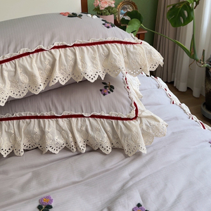 Parure de lit 4 pièces en soie glacée effet croco avec passepoil contrastant et broderie monogramme – Housse de couette de luxe pour hôtel, tailles Queen et <span class=keywords><strong>King</strong></span> - Product Image 5