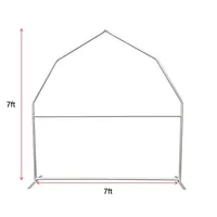 Soporte de telón de fondo de tela tensada de 7x7 pies con marco de aluminio, diseño de casa de granja personalizada, para decoración de entrada de cabina de fotos en fiestas de cumpleaños con temática de granja y oeste.