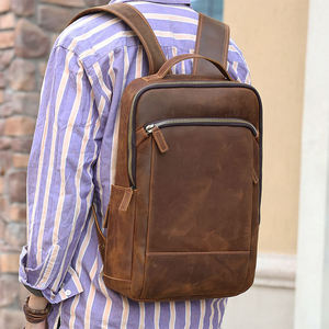 AndoBag 15.6" Laptop <b>Backpacks</b> for Men Crazy Horse <b>Leather</b> Genuine Cowhide Retro Travel Shoulder Bag Cool 1371 - Product Image 3