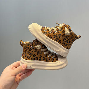 Nouvelles chaussures montantes décontractées en coton épais à motif léopard pour enfants, garçons et filles, collection automne-hiver - Product Image 1