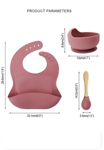 Baby Feeding Set Silicone <b>Bib</b> Bowl Spoon with Suction for Baby Bpa Free Eco-Friendly Durable Toddler Utensils 9 Colors - Product Image 2